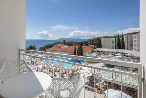 Balcony view at Bluesun Hotel Alga near Makarska, Croatia. Travel with World Lifetime Journeys