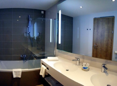 Ensuite bathroom at Hotel Mlini in Mlini, Croatia. Travel with World Lifetime Journeys