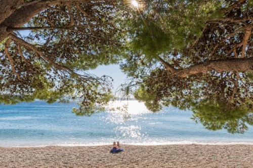 Beach view at Bluesun Hotel Alga near Makarska, Croatia. Travel with World Lifetime Journeys