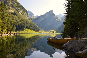 Beautiful lake and mountains in Switzerland