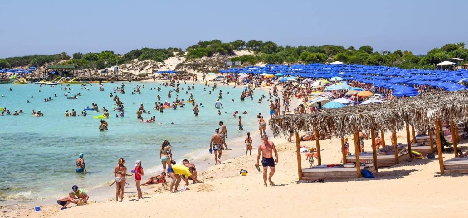 Full beach in Cyprus. Travel with World Lifetime Journeys