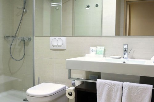 Ensuite bathroom at Valamar Lacroma Dubrovnik Hotel in Dubrovnik, Croatia. Travel with World Lifetime Journeys