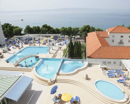 Hotel panorama at Bluesun Hotel Alga near Makarska, Croatia. Travel with World Lifetime Journeys