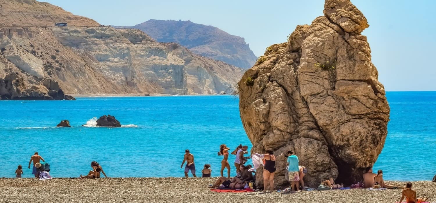 Interesting rock and beach in Cyprus. Travel with World Lifetime Journeys