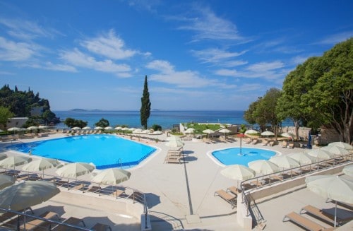 Outside pool at Hotel Astarea in Mlini, Croatia. Travel with World Lifetime Journeys