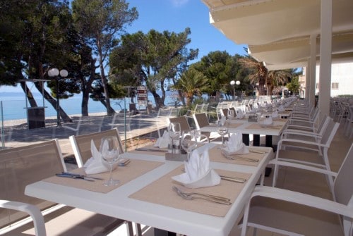 Outside terrace at Bluesun Hotel Alga near Makarska, Croatia. Travel with World Lifetime Journeys