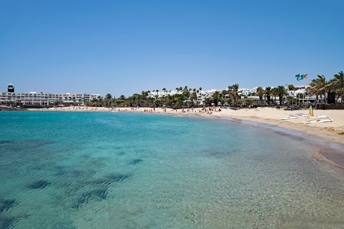 Playa de las Cucharas in Costa Teguise, Lanzarote. Travel with World Lifetime Journeys