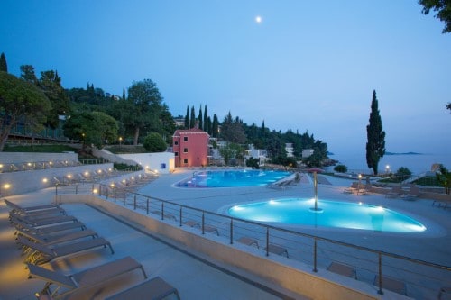 Pool surroundings at Hotel Astarea in Mlini, Croatia. Travel with World Lifetime Journeys