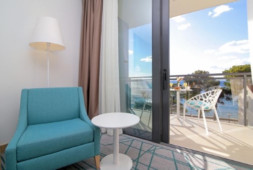 Room balcony at Hotel Mlini in Mlini, Croatia. Travel with World Lifetime Journeys