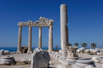 Ruins of a Greek temple in Side, Turkey. Travel with World Lifetime Journeys