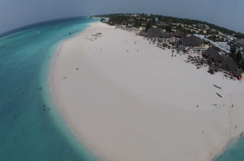 Air view of the beach at Palumbo Kendwa, Zanzibar. Travel with World Lifetime Journeys