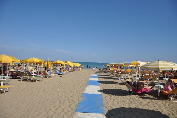 Beach at Lido di Jesolo, Italy. Travel with World Lifetime Journeys