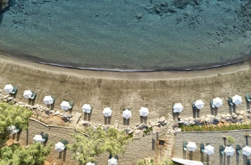 Beach front at Candia Park Village in Agios Nikolaos, Crete. Travel with World Lifetime Journeys