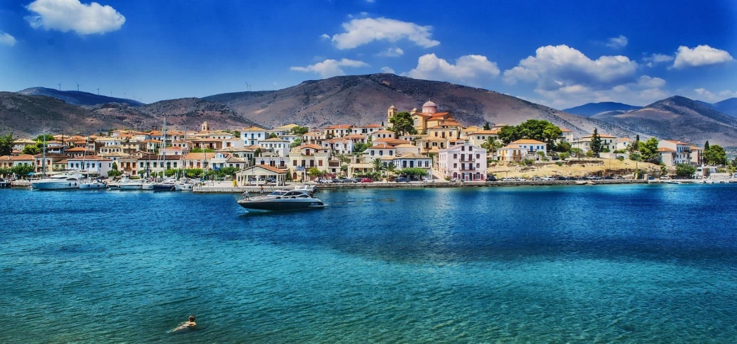 Beautiful Galaxidi seafront, Greece. Travel with World Lifetime Journeys