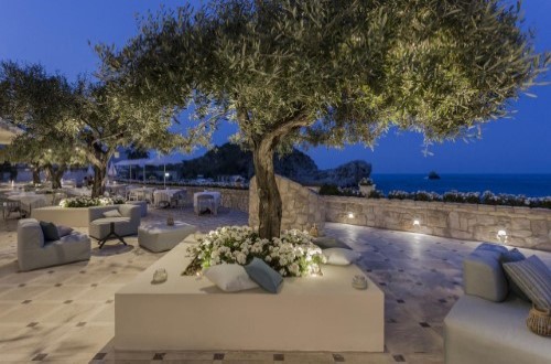 Beautiful relaxing area at Grand Hotel Mazzaro Sea Palace in Taormina, Sicily. Travel with World Lifetime Journeys