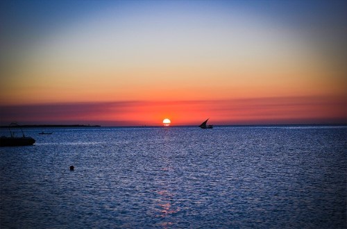 Beautiful sunset at Palumbo Kendwa, Zanzibar. Travel with World Lifetime Journeys