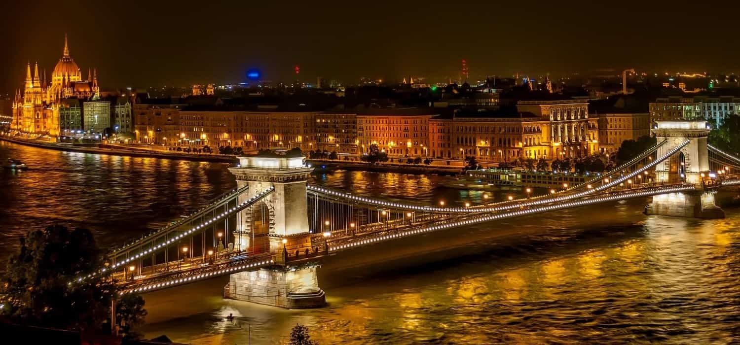 Chain Bridge and Budapest panorama. Travel with World Lifetime Journeys
