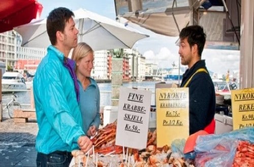 Day 1 Fish market in Bergen. Travel with World Lifetime Journeys
