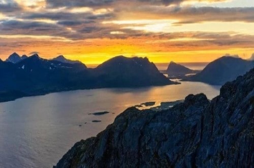 Day 4 Sunset over Trollfjord and Lofoten. Travel with World Lifetime Journeys