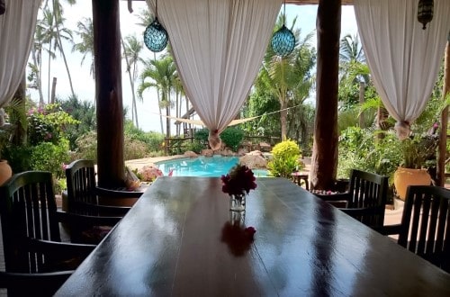 Dining on the terrace Che Che Vule Villa, Zanzibar. Travel with World Lifetime Journeys