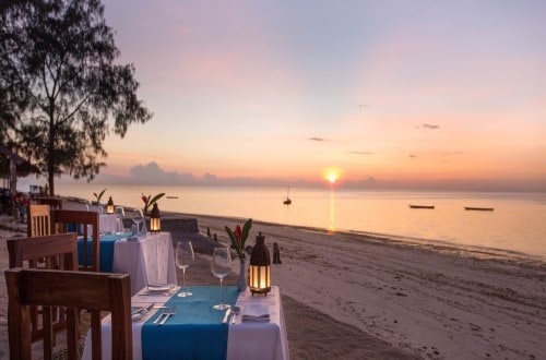 Dinner on beach at DoubleTree Nungwi, Zanzibar. Travel with World Lifetime Journeys