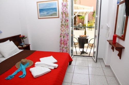 Double room at Bellos Hotel Apartments in Crete, Greece. Travel with World Lifetime Journeys