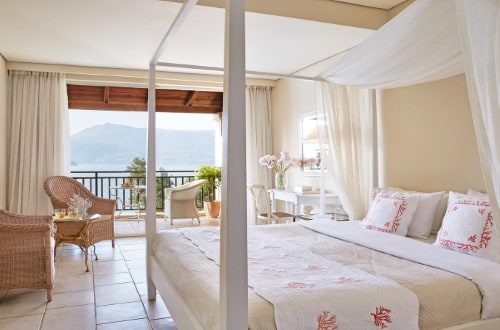 Double room at Grecotel Eva Palace in Corfu, Greece. Travel with World Lifetime Journeys