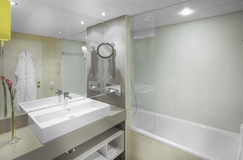 Ensuite bath at Hilton Prague Old Town in Prague, Czech Republic. Travel with World Lifetime Journeys