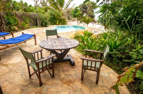 Frangipane Villas terrace at Zanzibari Nungwi, Zanzibar. Travel with World Lifetime Journeys