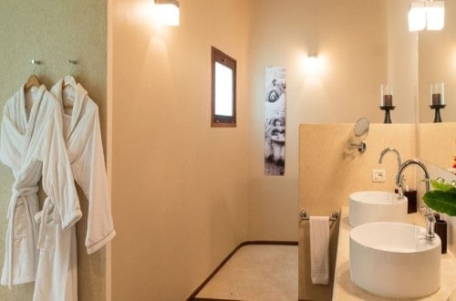 Garden Suite bathroom at Essque Zalu, Zanzibar. Travel with World Lifetime Journeys