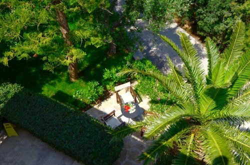 Garden view at Golden Apartments in Agios Nikolaos, Crete. Travel with World Lifetime Journeys