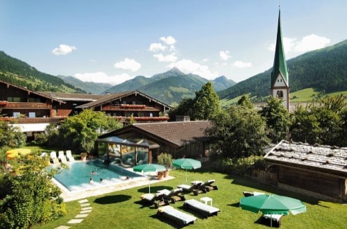 Garden view at Romantik Hotel Boglerhof in Alpbach, Austria. Travel with World Lifetime Journeys