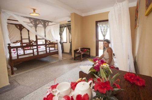 Honeymoon bedroom at Palumbo Reef, Zanzibar. Travel with World Lifetime Journeys