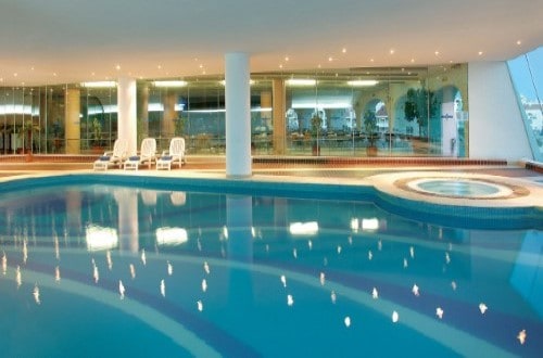 Indoor pool at Paraiso de Albufeira Aparthotel on Algarve coast, Portugal. Travel with World Lifetime Journeys