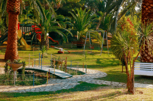Kids playground at ABC Sweet Home in Corfu, Greece. Travel with World Lifetime Journeys