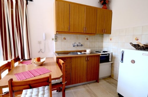 Kitchenette at Golden Apartments in Agios Nikolaos, Crete. Travel with World Lifetime Journeys