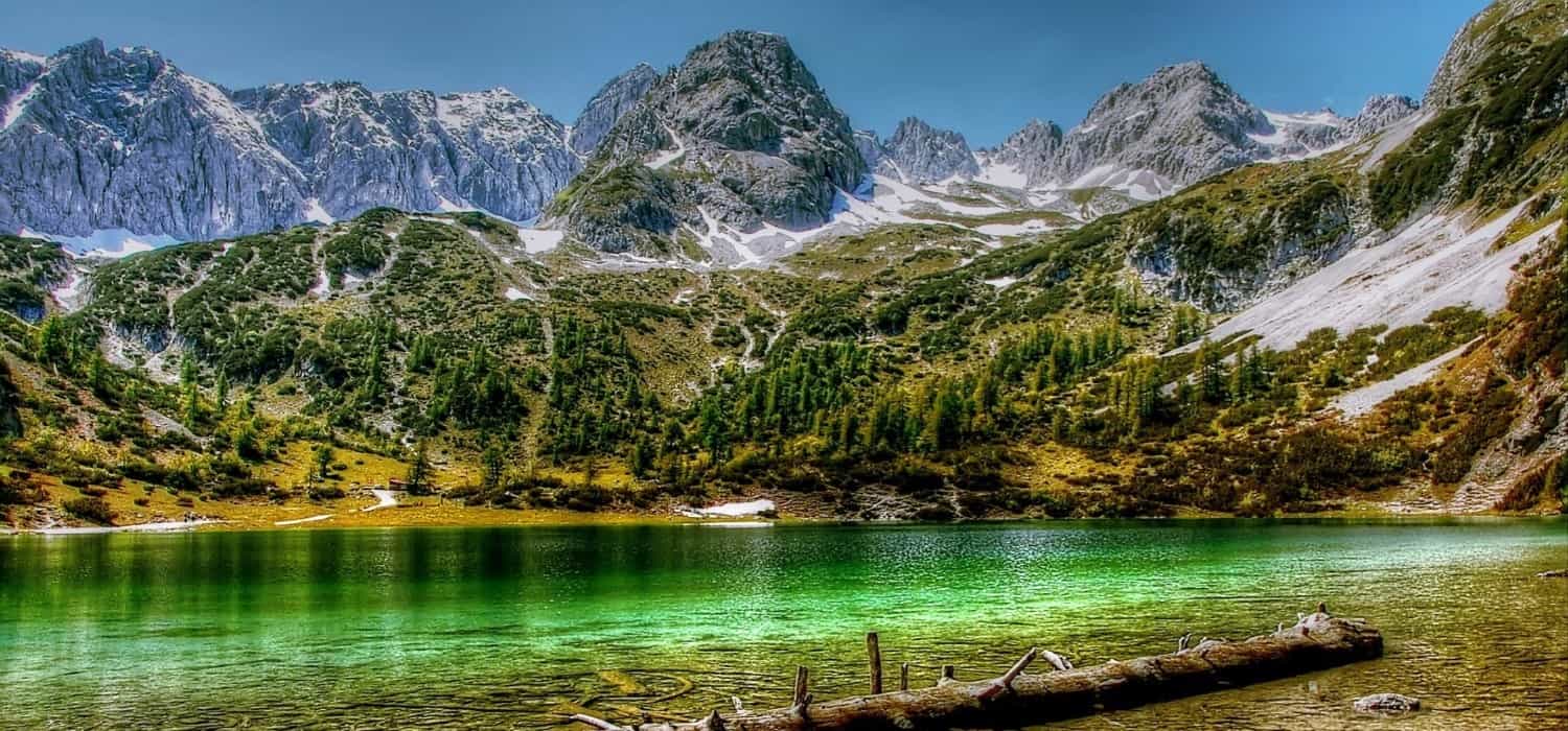 Lake and mountains in Austria. Travel with World Lifetime Journeys