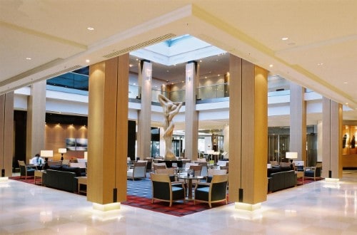 Lounge area at Hilton Vienna Hotel in Vienna, Austria. Travel with World Lifetime Journeys
