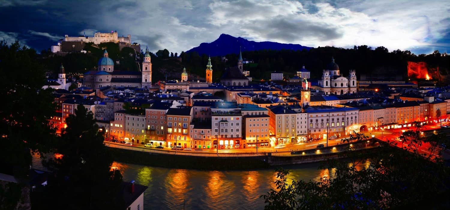 Night over Salzburg, Austria. Travel with World Lifetime Journeys
