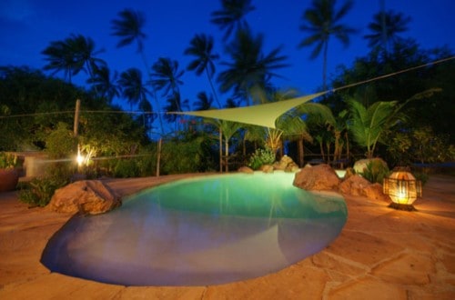Night time pool Che Che Vule Villa, Zanzibar. Travel with World Lifetime Journeys