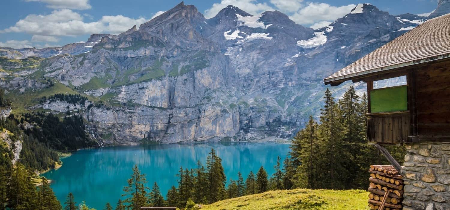 Oeschinen Lake in Switzerland. Travel with World Lifetime Journeys
