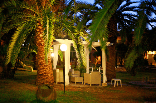 Outside sitting area at ABC Sweet Home in Corfu, Greece. Travel with World Lifetime Journeys