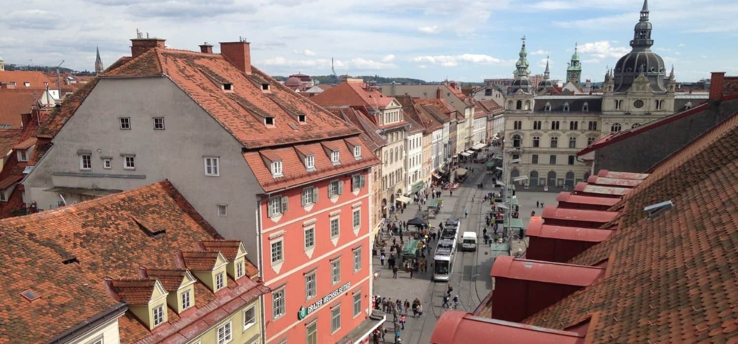 Panorama of Graz in Austria. Travel with World Lifetime Journeys