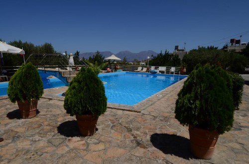 Pool side at Golden Apartments in Agios Nikolaos, Crete. Travel with World Lifetime Journeys