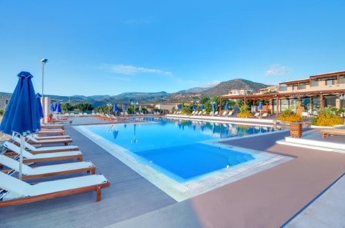 Pool side at Miramare Resort and Spa in Agios Nikolaos, Crete. Travel with World Lifetime Journeys