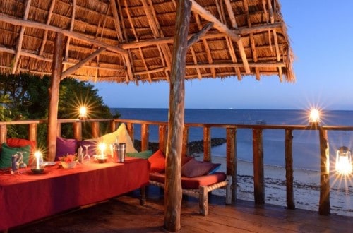 Private dinner at Fumba Beach Lodge, Zanzibar. Travel with World Lifetime Journeys