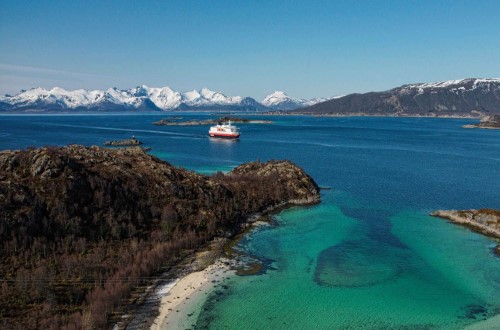 Raftsundet fjord on Northern Lights round voyage. Travel with World Lifetime Journeys