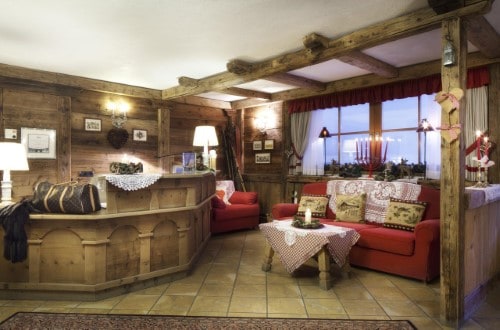 Reception area at Chalet Barbara in Arabba, Italy. Travel with World Lifetime Journeys