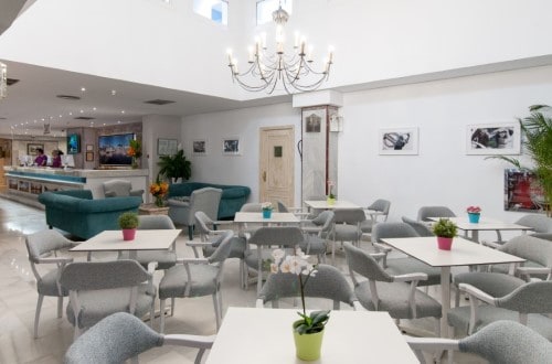 Reception area at Hotel PYR Marbella in Spain. Travel with World Lifetime Journeys