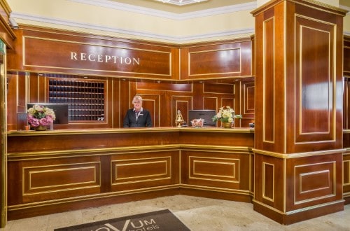Reception area at Hotel Prinz Eugen in Vienna, Austria. Travel with World Lifetime Journeys